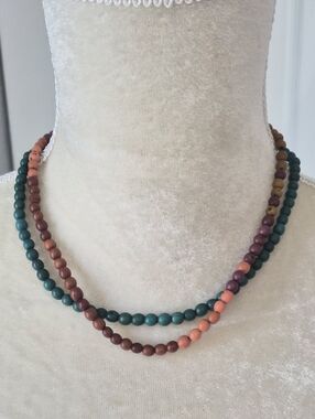 Noonday Collection Hand Painted Wood Bead Layering Necklace Set